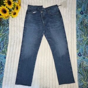Agolde Criss Cross Straight Leg Jeans, 100% Organic Cotton, Raw Hem, NWT Size 32